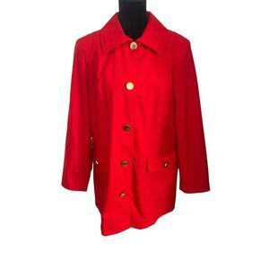 DENNIS BASSO‎ STUNNING CLASSIC RED WATER RESISTANT JACKET WOMENS SIZE LARGE